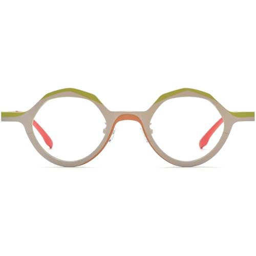 Image of FONEX Colorful Pure Titanium Glasses Frame Women Retro Round Eyeglasses