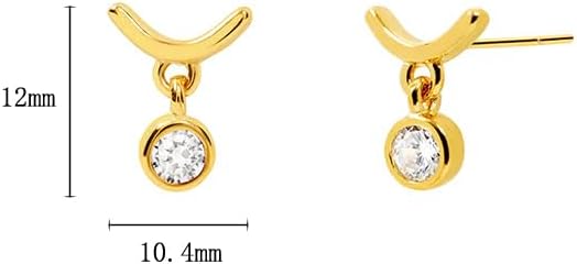 Round Cubic Zirconia Dangle Stud Earrings Silver Post Gold Plated Bezel Set CZ Stud for Women - Image 5