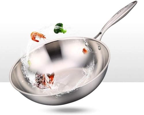 Wok de acero inoxidable 34 cm con tapa y mango miniatura 3