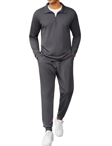 COOFANDY Men's Tracksuit 2 Piece Quarter Zip Polo Athletic Sweatsuits Casual Running Jogging Sport Suit Sets