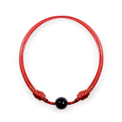 Luck Strings Black Tourmaline Red String Bracelet – Handmade Kabbalah Evil Eye Protection Amulet with Adjustable Cord | Unisex Spiritual Jewelry Gift for Men & Women