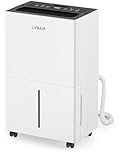 LVBAIR 20L/Day Compressor Dehumidifier for Home, Energy-Efficient Quiet Portable Model with Smart Humidity Control, Auto Defrost, Continuous Drain & 24H Timer for Bedroom, Bathroom, Laundry, Basement