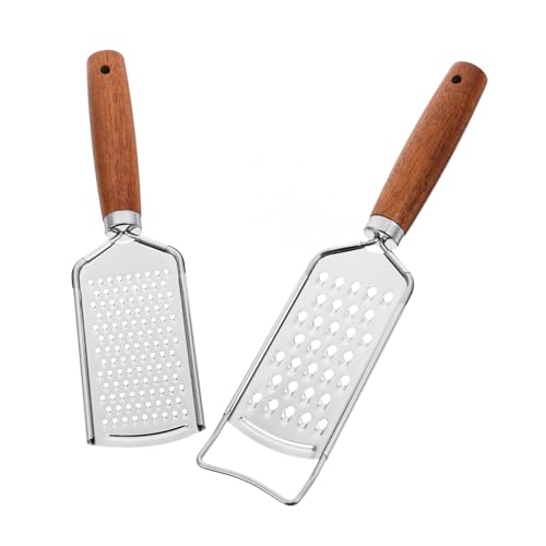 Cabilock 2pcs Kitchen Grater Versatile Stainless Steel Cheese Grater with Comfortable Handle for Shredding Cheese Lemon Ginger and Garlic Dishwasher Safe Tool