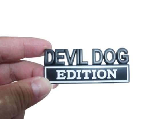 Image of Pair Set Devil Dog Edition Bumper Letters 3D Decal Emblems Badge Replacement for Universal Car, Truck, Rv, Boat (Black White)