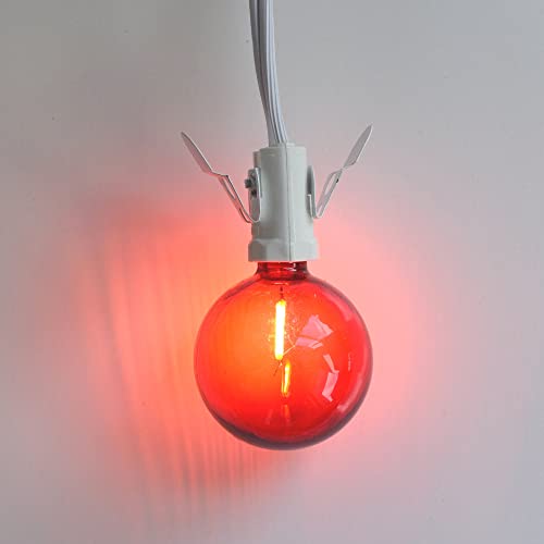 14" White Fine Line Premium Paper Lantern Pendant Cord Kit With Red G50 Bulb #TOP2