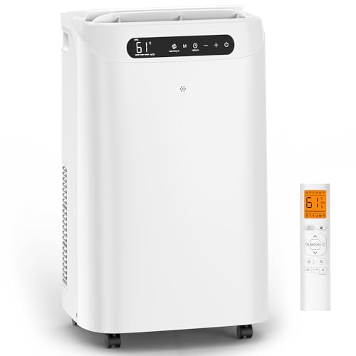 14000 BTU Portable Air Conditioners for Room Cooling up to 700 Sq. Ft, 3-IN-1 Quiet Portable AC Unit with Dehumidifier Fan, Remote Control, Smart Sleep Mode, 24H Timer, Windows Kit Included