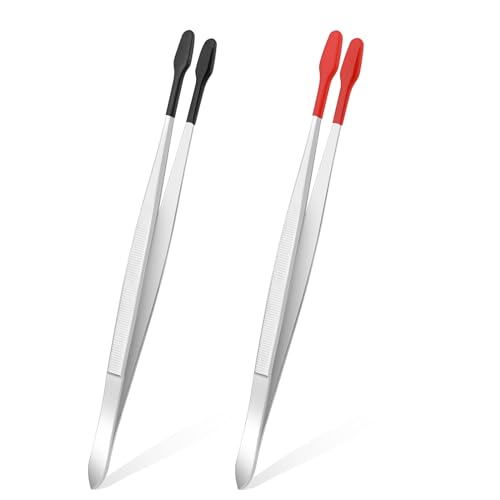 Pinces en acier inoxydable avec pointes en caoutchouc PVC antidérapantes pour laboratoire, bijoux, travaux manuels