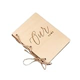 ABOOFAN Libro de Votos Matrimoniales de Madera Rústica, 1 Par de Manuales de Votos para Boda, Cuadernos Reciclados Resistentes para Ceremonia y Obsequio de Novia y Novio