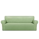 PureFit Super Stretch Sofa Slipcover – Spandex Non Slip Soft Couch Sofa Cover, Washable Furniture Protector with Non Skid Foam and Elastic Bottom for Kids, Pets （Sofa, Sage Green）