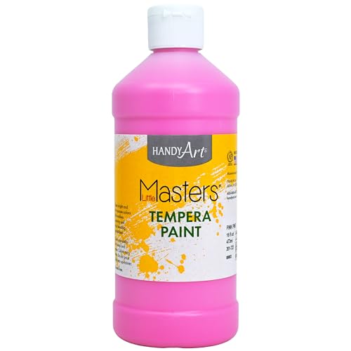 Handy Art Little Masters Tempera Paint, Pink, 16 oz Bottle, Bright & Mixable, High Opacity, Washable Colors for Classroom, Students, Kids, Young Artists, Safe & Non-Toxic, Made in USA