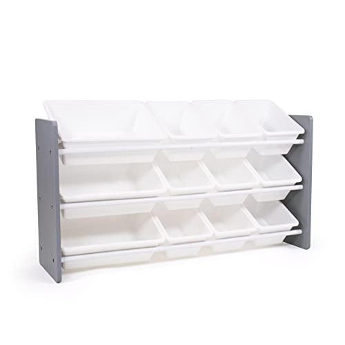Image of Humble Crew Made for Me Kids Toy Storage Organizer with 12 Storage Bins, Grey /White