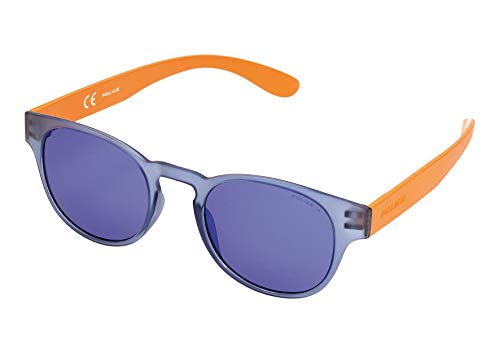 Police Exchange 2 Gafas De Sol, Semi Matt Transparant Blue Orange Frame Blue Violet Mirror Lens, 49 Unisex Police Exchange 2 Gafas De Sol, Semi Matt Transparant Blue Orange Frame Blue Violet Mirror Lens, 49 Unisex