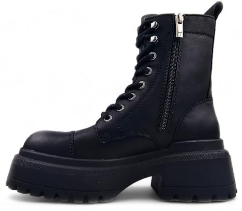 Windsorsmith Womens Black Leather Chunky Platform Combat Boots - Destroy4