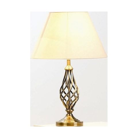 Village At Home Barley Twist Table Lamp, 60 W, Antique Brass with Natural Shade Cover