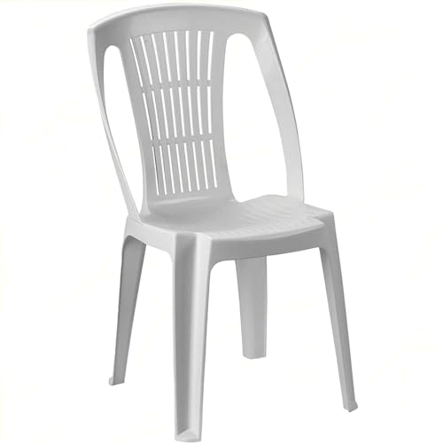 Stapelbarer Monoblock-Stuhl, ohne Armlehnen, Made in Italy, 46 x 53 x 86 cm, weiße Farbe