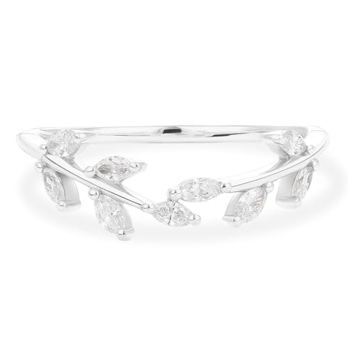 Moissanite Wedding Band for Women, 925 Sterling Silver Rings Marquise Cut Moissanite Engagement Ring Stackable Wedding Rings for Women Promise Ring for Her Size 3-10