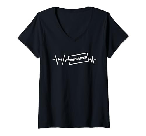 Sonographer Heartbeat Apparel Tecnología de ultrasonido cardíaco Camiseta Cuello V