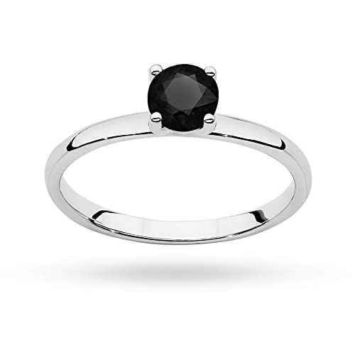 MARKO Bague pour femme en or blanc avec diamants noirs 0,50 carat, or 14 carats (585) | Bague en or avec boîte | Bague en or pour femme, Pierre précieuse...