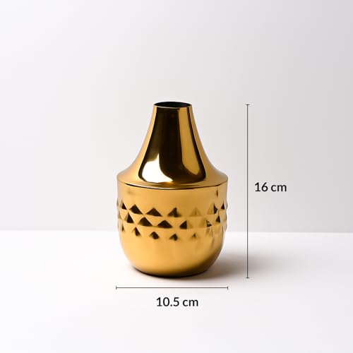 Image of Market99 Decorative Metal Flower Holder |Glossy Texture Golden Gourd-Shaped Vase with Diamond Design |Ideal Centerpiece for Home, Office, Events & More |Combines Festive Shimmer and Classy Design