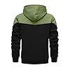 CTU Mens Fleece Hoodies Zip up Hooded Sweatshirt Patchwork Casual Hoody Contrast Color Top Long Sleeve Warm Jacket Green XXL #2