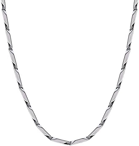 Fashion Frill Men's Double Coated Popular Stainless Steel Silver Chain For Men Boys Girls Stylish Necklaces Silver Chain Anniversary Love Gift For Husband Unisex Chains 22 Inches