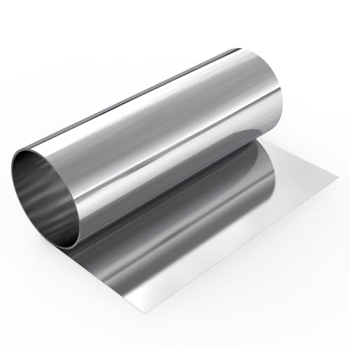 EFUTURETIME 304 Lámina de Acero Inoxidable 0,1x200x1000mm Placa y Lámina - Rollo para Proyectos de Artesanía, La Reparación de Maquinaria Industrial, Protección de Superficies, Tubos de Parcela