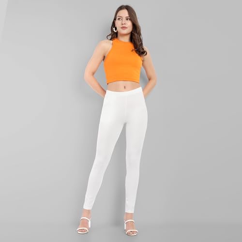 Image of ONE SKY Women Full Length Leggings | Cotton Modal Spandex Blend | High Waist Stretchable & Bio-Washed Fabric | Colour-Lock Technology | Comfortable Leggings for Women