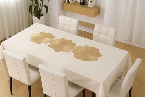 Image of Homerz Premium Table Runner, PVC, Size- 92x34 cm | Waterproof, Heat Resistant, Non-Slip, Easy to Clean Soft Table Runner for Coffee Table, Dining Table and Centre Table. (Lotus Trio)