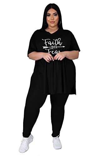 Women's Plus Size Two Piece Outfits Loungewear Sets Summer Oversized Tshirts Long Sweatpants Sweatsuits Sets2