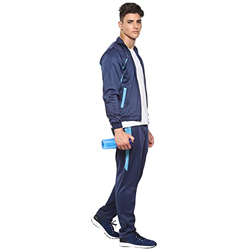 Image of Nivia Sp-05-Tracksuit /Sportswear Regular Fit Track Suits /Athletic Gym Running Jogging Suit Sets (Navy /Aqua, L)