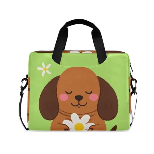 Maletín para laptop marrón con diseño y correa 13-15.6" miniatura 1