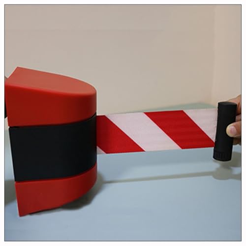 Red Wall Mount Retractable Belt Barrier,6.6/9.8/16.4FT Optional,Queuing Safety Tape Cordon with mounting Accessories,for Playground Park Hotel Crowd Control(A,5M/16.4FT)