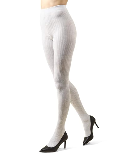 Image of MeMoi Boston Ribbed Cotton Sweater Tights, Warm Opaque Winter Tights