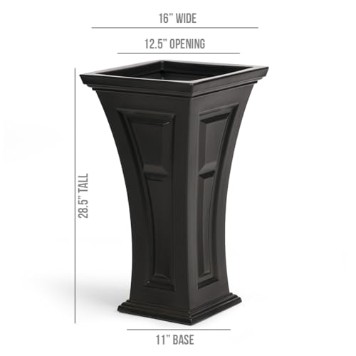 FCMP Outdoor Heritage Self-Watering Planter (2-Pack) – Set of 2 Large Planters for Porch, Patio, Outdoor/Indoor (HP3000-BLK-2) Black (28.5-inch Tall) by FCMP Outdoor - Image 4