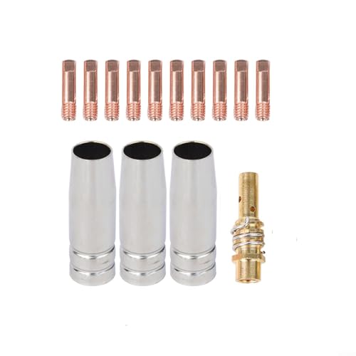 14 piezas para accesorios de soldador MIG, 10 puntas de 0 30 pulgadas, 3 boquillas de gas y 1 difusor para un rendimiento fiable