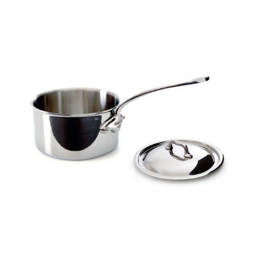 Mauviel Made In France MCook 5 Ply Stainless Steel 521017 19 Quart Saucepan with Lid Cast Stainless Steel Handle