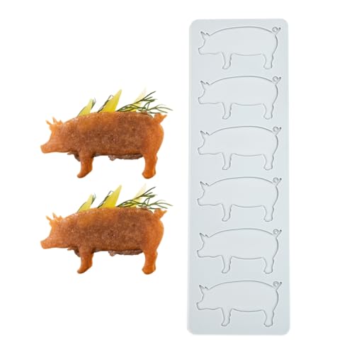 TUKE Molde de encaje de silicona con patrón de cerdo para decoración de pasteles, chocolate, arcilla, manualidades de resina, moldes de diseño flexible de grado alimenticio para fondant (B_ Pig)