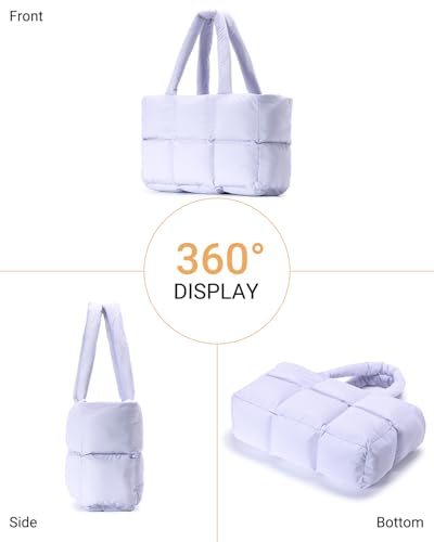 Image of Herald Puffer Tote Bag for Women, Large Quilted Puffy Handbag Lightweight Satchel Purse with Cup Holder & Compartment