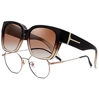 KANASTAL Übergröße Überzieh Sonnenbrille Herren und Damen Polarisiert Überbrille Sonnenbrille für Brillenträger UV400 Sonnenschutz, Braun Rahmen Braun Gläser