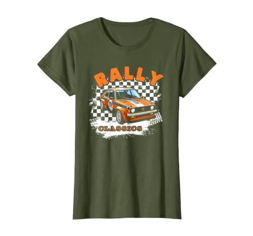 Rally Classics Shirt Car Racing Motorsport Rally Sport T-Shirt, Women, Olive Green, X-Large