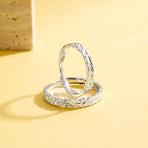 Bague ajustable style écorce en argent à porter au quotidien - 3