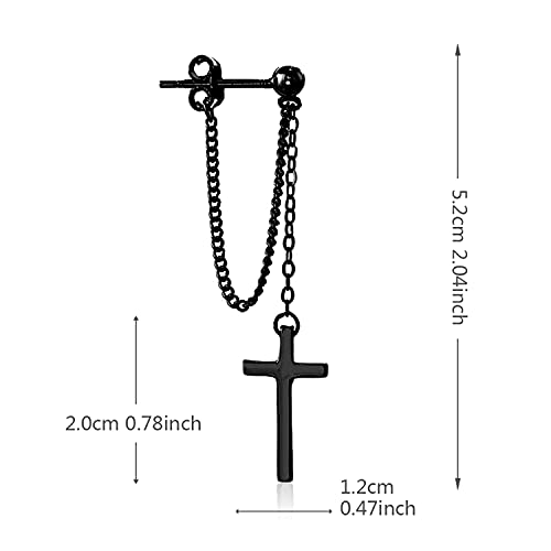 Unique Punk 925 Sterling Silver Cross Dangle Drop Earrings Chain Ball Studs Earrings for Women Men Statement2