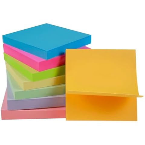 8pack（100 Sheet/Pads） self-Stick Notes, 3”x3”,Self-Stick Note Pads, Pads self-Stick Notes, Colorful self-Stick Notes, Bulk self-Stick Notes,800 Sheets Cover