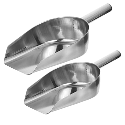 Stainless Steel Ice Cube Shovel Flour Scoop 2-Piece Food Shovel Set for Kitchen Bar Use