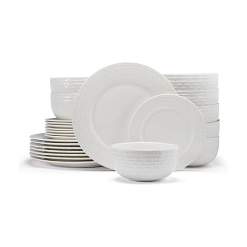 Image of Pfaltzgraff Sonya White 24 Piece Plate Bowl Dinnerware Set, Service for 8