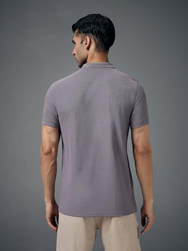 Image of TECHNOSPORT Men's Polyester Slim Fit Self-Design Short Sleeve Polo Matpiq T-Shirt with Anti Microbial, Techno Dry for Regular and Casual Use