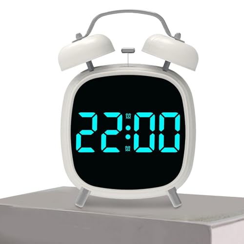 Reloj despertador para personas que duermen pesadamente, reloj despertador digital fuerte, temporizador de ruido con luz LED, portátil para viajes, oficina, sala de estar, baño, guardería, aula