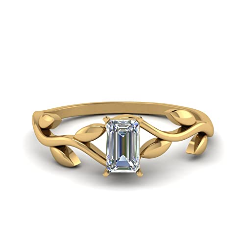 Alliance émeraude solitaire pour femme en plaqué or jaune taille 47 à 70