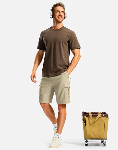 Image of Pudolla Men's Hiking Cargo Shorts with 5 Pockets Lightweight Casual Shorts