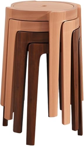 Juego de 4 taburetes redondos portátiles de madera, sillas apilables sin respaldo con diseño de remolino, elegante banco de cuatro patas para el hogar, jardín, eventos